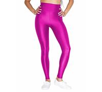 BSBAAA FASHIONS® Leggings da discoteca da donna, a vita alta, metallizzati, lucidi, effetto bagnato, comodi, elasticizzati, per feste anni '80, taglie forti 8-18, Fucsia, 40-42