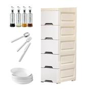 Bsbkoj Bathroom Storage Cabinet, Narrow Kitchen Organizer with Casters, 5-Tier Vertical Drawer Shelf Unit for Hotel, Apartment, Rental, Restaurant, Kitchen, Bathrooms, and Business Space Organization