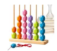 Bsbkoj Bead Match, Counting Logic Learning Game 25 pezzi Preschool Use Wooden Material Color Sorting Stack Toy Kit Cognitive Development System, for Kids Home Classroom Travel Use