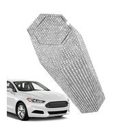 Bsbkoj Car Garbage Bin, Car Trash Organizer, Leakproof Rhinestone Compact Stylish Sparkly Decorative Colorful Luxury Auto Trash Can for Vehicles, 20,5 x 8 x 7 cm, White Black Colorful