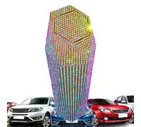Bsbkoj Car Garbage Bin, Car Trash Organizer, Leakproof Rhinestone Compact Stylish Sparkly Decorative Colorful Luxury Auto Trash Can for Vehicles, 20,5 x 8 x 7 cm, White Black Colorful