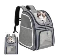 Bsbkoj Cat Carrier Backpack, Breathable Puppy Pack, Soft Dog Travel Bag, Reflective Strip Design, dimensioni: 15,75 x 12,99 x 11,02 pollici, for Traveling, Walking, Outdoor Adventures, grigio, Siehe