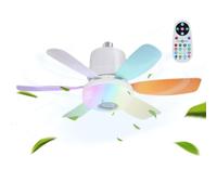 Bsbkoj Ceiling fan with Lights and Remote, Flush Mount Bedroom Ventilador, 18,5 x 7,09 pollici, 3 velocità, senza rumore, dimmerabile, timer, Music Speaker per Living Room, uso interno