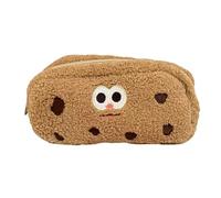 Bsbkoj Cookie Pencil Bag, Cute Soft Cookie Shaped Pouch for Students, Large Capacity School Pen Case, Stationery Organizer for Pens, Pencils, Markers, Small Notebook (21 x 13 cm), marrone chiaro