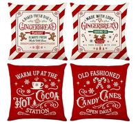 Bsbkoj Coperture Per Cuscini Natalizie - 4 Pezzi 46 Cm X 46 Cm Decorazione Per Cuscini Festivi - Federe Per Cuscino Festivo | Per Casa Fattoria Camera Da Inverno Divano Canapé Soggiorno Ufficio