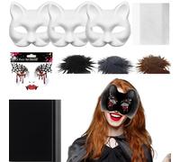 Bsbkoj Crafts Cat Maschers, Blank Animal Dress-Up Masks Kit, 7,48 x 6,69 Inches, Mesh and Felt Sheet Accessory Set, Men Costume Events, Cosplay Decoration for Masquerade, Carnival, Party