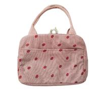 Bsbkoj Cute Corduroy Pranzo Tote Bags, Reusable Lunch Case, Portable Food Box with Extra Pockets, 9,84 x 7,48 x 7,48 Inches for Travel, Work, Picnic, and Special Occasioni Like Birthdays