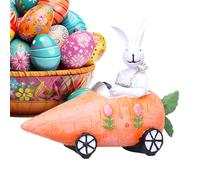 Bsbkoj Easter Bunny Figures, Holiday Decor Bunny Riding Carrot, Resin Statue Ornament, Cute Rabbit Figurine for Desks, Coffee Tables, Windowsills, 7,87 x 6,3 x 3,15 pollici