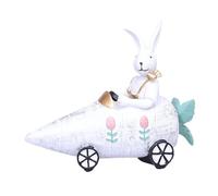 Bsbkoj Easter Bunny Figures, Holiday Decor Bunny Riding Carrot, Resin Statue Ornament, Cute Rabbit Figurine for Desks, Coffee Tables, Windowsills, 7,87 x 6,3 x 3,15 pollici