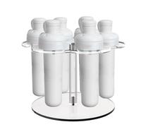 Bsbkoj Flavor Cartridge Holder - 6-Hole Acrylic Clear Organizer Stand for Water Bottle Cartridges, Round Support Shelf Travel, Kitchen, Office, And Home Use, Ideal for Countertops, Desks, And Corners