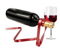 Bsbkoj Floating Wine Rack, Elegant Ribbon Fastener, Balance with Curve, Iron Frame, Artistic Counter Decor with Luxury Style, Bottle Holder for Wedding and Housewarming