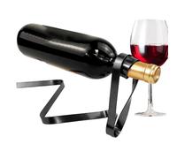 Bsbkoj Floating Wine Rack, Elegant Ribbon Fastener, Balance with Sl urve, Iron Frame, Artistic Counter Decor with Luxury Style, Bottle Holder for Wedding and Housewarming