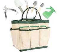 Bsbkoj Garden Tool Bag, Heavy Duty Multi-Pocket Gardening Kit Holder, Portable Compact Outdoor Storage Pouch 7.09x6.3x5.51 Inches for Yard, Camping Park Beach