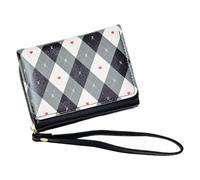 Bsbkoj Kids Purse, Lovely Plaid Bifold Wallet Large Capacity Multi Card Slots Short Wallet Holder Card Holder Purse for Children Teen Girls Women Travel Shopping Birthday Holiday Use, Nero