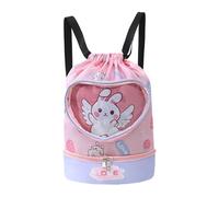 Bsbkoj Kids Swim Bag, Waterproof Beach Backpack, Dry Wet Separated Cartoon Drawstring Bag, 14.17x11.81 Inches, Lightweight Pool Accessory for School, Travel, Sports, Camping, Gym Use