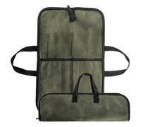Bsbkoj Knives Bag, Travel Kitchenware Pouch with Compartments, Waxed Canvas Organizer, 18,9 x 12,4 pollici, Portable Chef Knifes Holder with Handle for Culinary Tools and Storage, Verde militare, Se