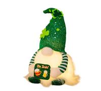 Bsbkoj St Patricks Day GNOME, 11,4 x 2,7 pollici Figure with LED Feature, Green Sequin Textile Tomte, Faceless Plush Statua con stile irlandese, tavolo Ornament for Home and Party