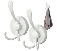 Bsbkoj Strong Suction Cup Hooks, Reusable No Drill Wall Hangers, Heavy Duty Stainless Steel, 2 Pack Bathroom Kitchen Organizer for Door, Mirror, Glass, Tile, 2.36x1.97x4.72in