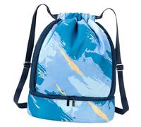 Bsbkoj Swim Pack, Pool Drawstring Backpack, Multifunctional Drawstring Bag with Dry Wet Separation, dimensioni circa 17,72 x 7,09 x 18,11 pollici, for Vacation Swimming Camping Travel, Blu, Siehe