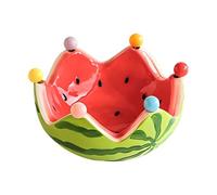 Bsbkoj Watermelon Fruit Bowl, Decorative Kitchen Gadgets, 17,5 x 9,5 cm, Basin con Fork Stainless Forks, Ceramic Serving Dish, Refreshing Basin with Summer Style, Salad Server for Lounge and Party