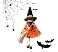 Bsbkoj Witch Doll Ornament, Hangable Scary Figurine Decoration, Collectible Halloween Prop for Holiday Party Garden Patio Kitchen Wall Window Outdoor Haunted House Display