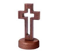 Bsbkoj Wooden Tabletop, Catholic Flower Base, Statue with Religious Feature, Handcrafted Timber Holy Cross, Spiritual Icon with Elegant Build, Bedroom Bathroom for Wedding Shelf