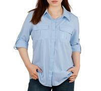 BSBUY Camicia da Donna UPF50+, Abbigliamento Camicetta da Trekking da Donna, Camicia da Safari a Maniche Lunghe con Bottone Traspirante, ad Asciugatura Rapida, per Pesca, Golf(Azzurro Cielo-S)