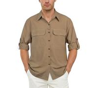 BSBUY Camicia da Uomo a Maniche Corte UPF50+, Short Sleeve Shirt con Bottoni per il Tempo Libero, ad Asciugatura Rapida, Funzionale, per Escursioni, Pesca, Trekking