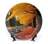 BSCKKDMN Autunno Colori Bone China Piatto Decorativo Ceramica Piatti Decorativi con Espositore Fatto a Mano Ornamento in Ceramica Decorazione da Parete per Casa Cucina Camera da Letto 8 pollici