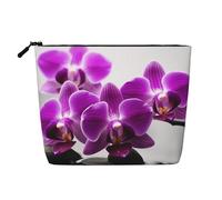BSCKKDMN Beauty case viola con orchidea farfalla per donne, impermeabile, in lino, custodia per cosmetici da viaggio, leggera, con cerniera, organizer per pennelli da trucco