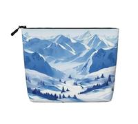 BSCKKDMN Bella borsa per il trucco con paesaggio innevato montagne per le donne, custodia per cosmetici da viaggio in lino impermeabile leggera con cerniera borsa da toilette organizer per pennelli da