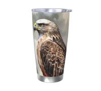 BSCKKDMN Bicchiere isolato con coperchio e cannuccia, da 590 ml, in acciaio inox, da viaggio, tazza da tè a doppia parete, con acquerello, bottiglia d'acqua a tenuta stagna, regalo per donne e uomini