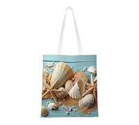 BSCKKDMN Borsa a tracolla da donna, in tela con motivo tigre del Bengala, con tasche, borsa per la spesa riutilizzabile, Conchiglie a tema spiaggia, Taglia unica