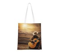 BSCKKDMN Borsa a tracolla da donna, in tela, con tasche, per la spesa, riutilizzabile, Musica Western, Taglia unica