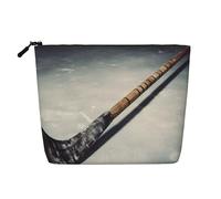 BSCKKDMN Borsa da trucco per bastone da hockey per donne, custodia per cosmetici da viaggio in lino impermeabile leggera con cerniera borsa da toilette organizer per pennelli da trucco