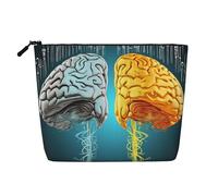 BSCKKDMN Borsa per il trucco con funzioni cerebrali sinistra e destra per donne, custodia da viaggio in lino impermeabile leggera con cerniera borsa da toilette organizer per pennelli da trucco