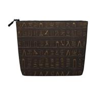 BSCKKDMN Borsa per il trucco da donna, con geroglifico egiziano, impermeabile, in lino, leggera, con cerniera, organizer per pennelli da trucco