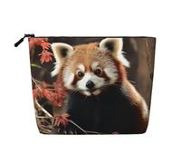 BSCKKDMN Borsa per il trucco da donna, con panda rosso, impermeabile, in lino, da viaggio, leggera, con cerniera, organizer per pennelli da trucco