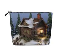 BSCKKDMN Borsa per il trucco da donna, in legno, rustica, con paesaggio, in lino, impermeabile, da viaggio, leggera, con cerniera, organizer per pennelli da trucco