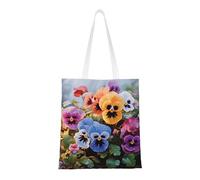 BSCKKDMN Borsa tote da donna con panda rossi, borsa a tracolla in tela con tasche, borsa per la spesa riutilizzabile, Fiori Del Pensiero, Taglia unica