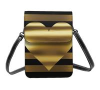 BSCKKDMN Borse a tracolla piccole della banda del cuore dell'oro per le donne borsa del telefono cellulare borsa del cuoio dell'unità di elaborazione del raccoglitore con la tracolla