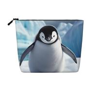 BSCKKDMN Cute Penguins Baby Taking Makeup Bag per le donne, Impermeabile Lino Viaggio Cosmetici Caso Leggero Cerniera Viaggio Toiletry Bag Organizer Trucco Pennelli Borsa di Immagazzinaggio