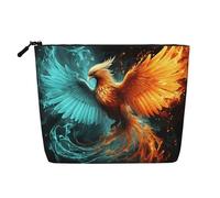 BSCKKDMN Fire And Water Phoenix Borsa per il trucco da donna, in lino impermeabile, custodia per cosmetici da viaggio leggera con cerniera borsa da toilette organizer per pennelli da trucco