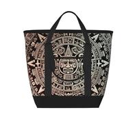 BSCKKDMN Grande borsa termica per il pranzo per donne e uomini, a prova di perdite, impermeabile, borsa termica riutilizzabile, borsa per la spesa per viaggi, spiaggia, picnic, calendario Maya, fine