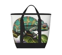 BSCKKDMN Grande borsa termica per il pranzo per donne e uomini, a prova di perdite, impermeabile, borsa termica riutilizzabile, borsa per la spesa per viaggi, spiaggia, picnic, camaleonte, borsa