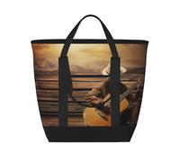 BSCKKDMN Grande borsa termica per il pranzo, per donne e uomini, a prova di perdite, impermeabile, riutilizzabile, borsa per la spesa per viaggi, spiaggia, picnic, musica occidentale, borsa leggera
