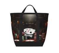 BSCKKDMN Grande borsa termica per il pranzo, per donne e uomini, a prova di perdite, impermeabile, riutilizzabile, borsa per la spesa per viaggi, spiaggia, picnic, torneo di poker, borsa leggera