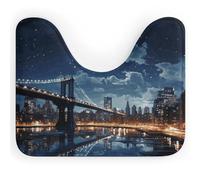 BSCKKDMN Moon Light New York City - Tappeto da bagno a forma di U, ultra morbido, super assorbente, in microfibra, antiscivolo