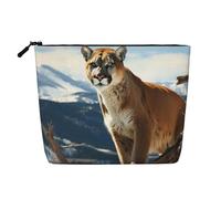 BSCKKDMN Panther Mountain Lion - Trousse per trucchi da donna, in lino, impermeabile, da viaggio, leggera, con cerniera, organizer per pennelli da trucco
