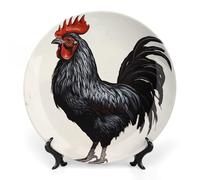 BSCKKDMN Piatto decorativo in porcellana con gallo nero, piatti decorativi in ceramica con espositore fatto a mano, ornamento in ceramica da parete, decorazione artistica da parete per casa, cucina